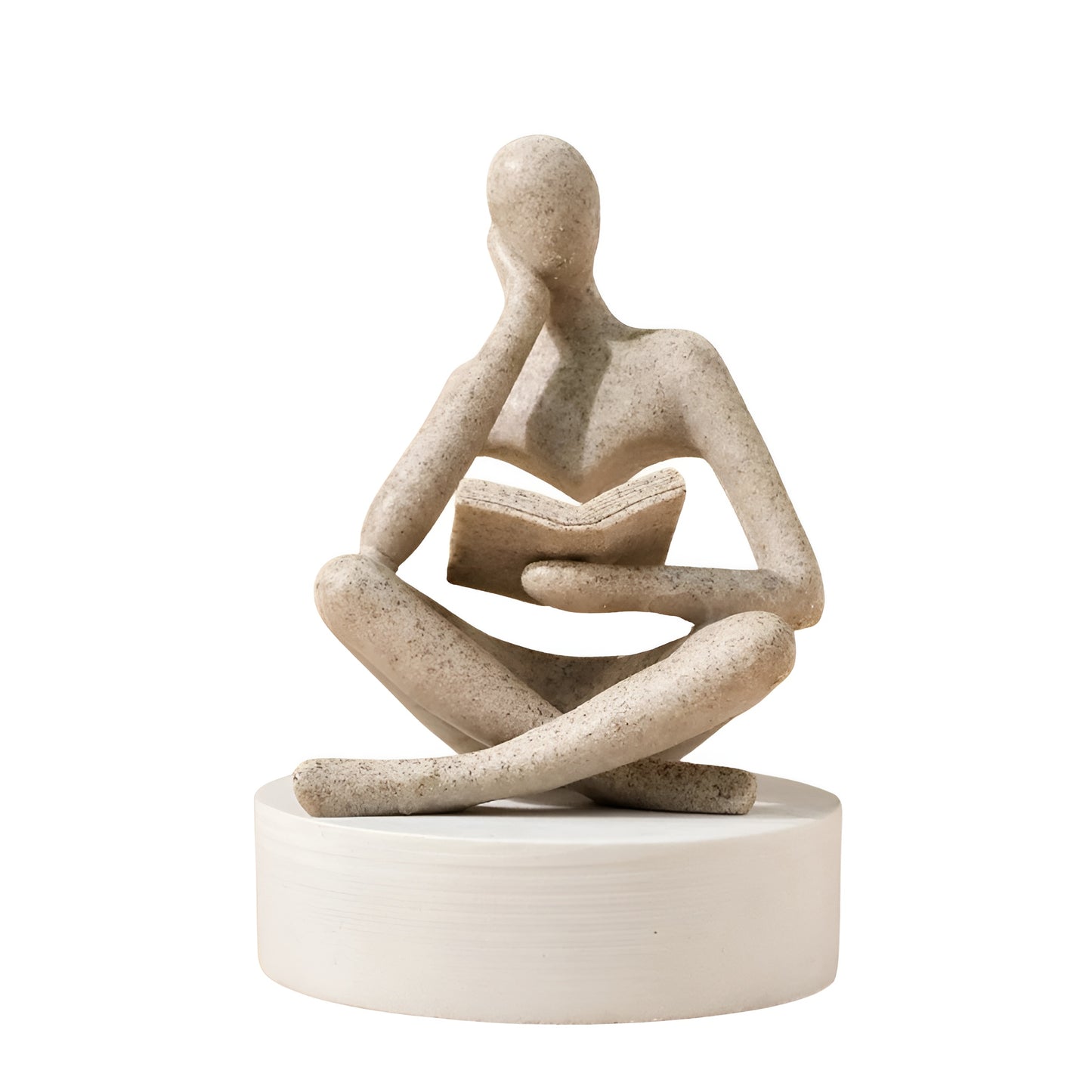 Decorative figurines reading figurine showing an abstract person holding a book
Reading sculpture of a seated human figure with open book in resin material
Book reading sculpture with stone-like texture for bookshelf home decor
Human book reading sculpture figure sitting cross legged on white background
Abstract reading figurine for desk shelf or modern home decoration