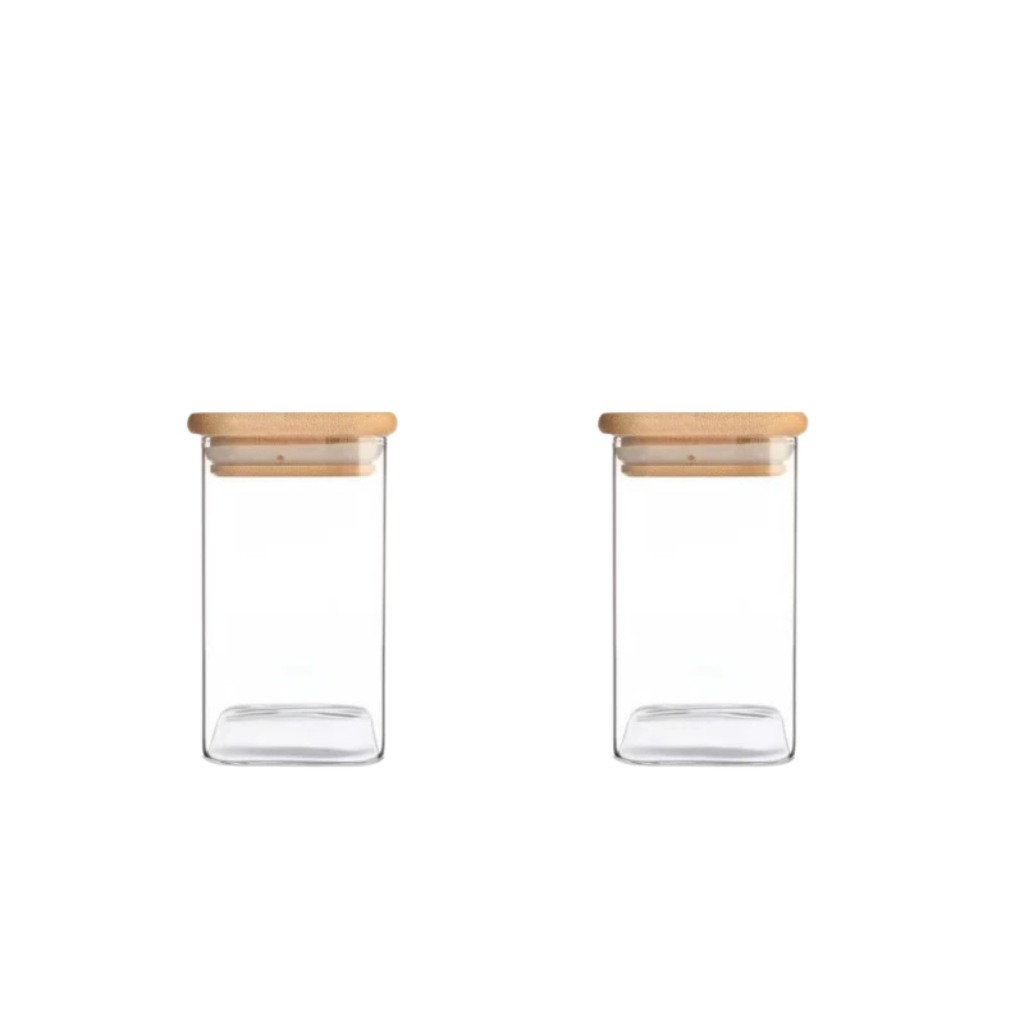 Glass food storage containers with bamboo lids filled with coffee beans and spices
Clear glass storage jars for kitchen ingredients with airtight wooden lids
Glass jars with lids displaying candy, grains, herbs, and seasonings
Airtight glass storage containers with bamboo lids arranged on a white background
Kitchen storage jars with clear glass bodies and natural bamboo tops