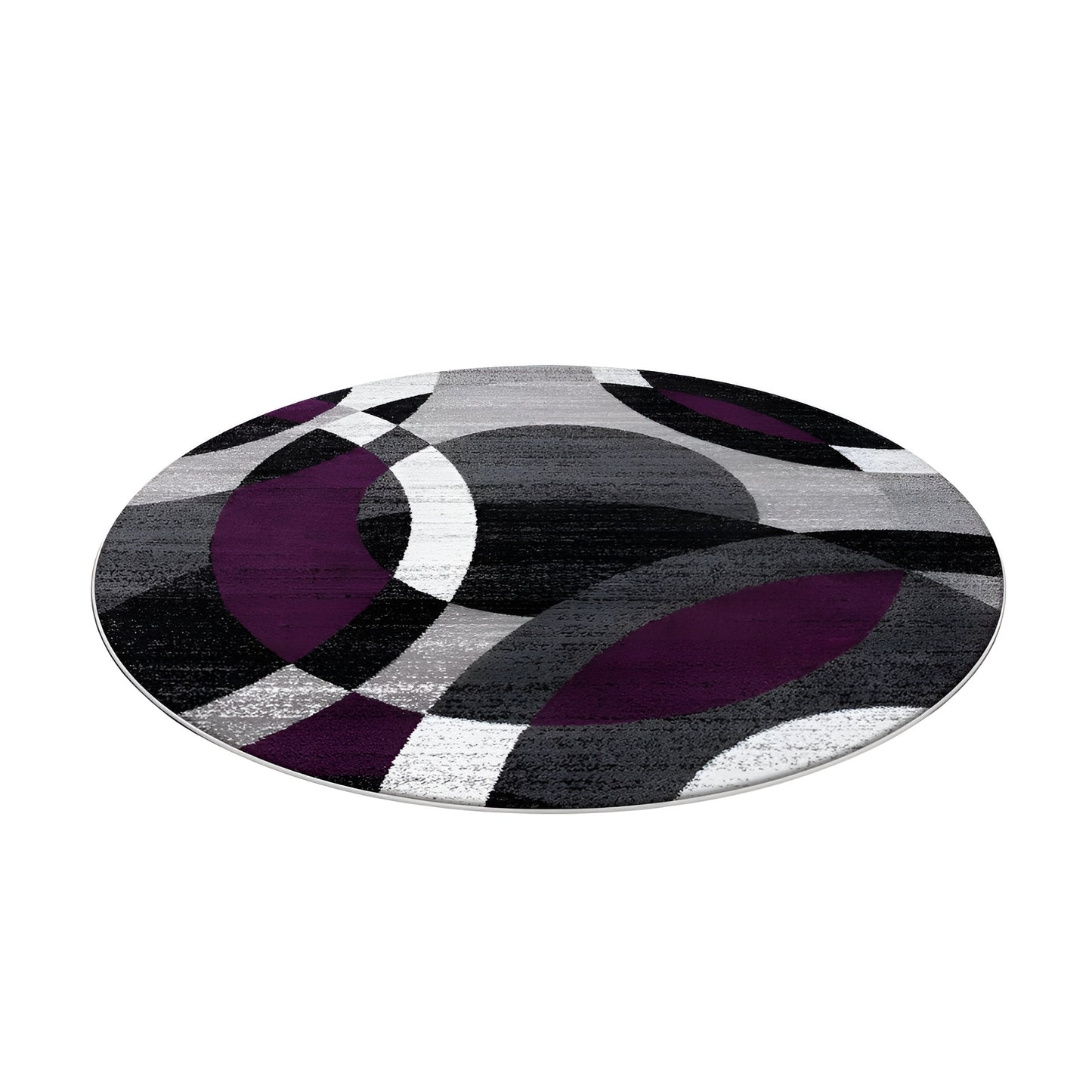 Round black and gray geometric area rug in a modern living room
Large washable rug with abstract pattern under living room seating area
Modern round area rugs shown on a light floor in a home interior
Black white and gray geometric rugs displayed in a spacious room
Soft round living room rug with modern curved pattern design