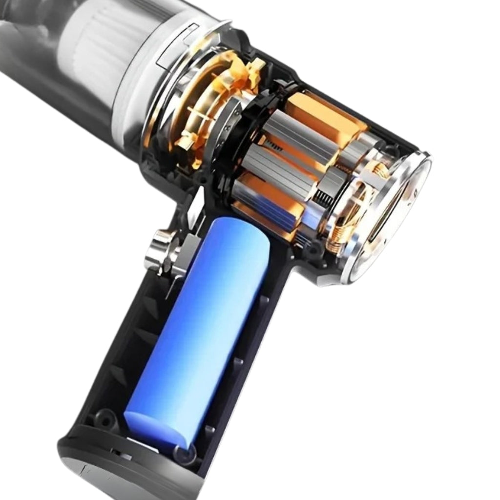 USB rechargeable cordless vacuum with dust cup and cleaning attachments
