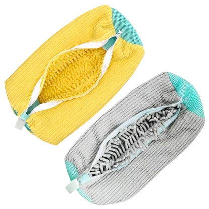 yellow laundry bags mesh shoe wash bag holding sneakers
mesh shoe laundry bag with zipper and blue trim
shoe washing bag shown with a soft bristle cleaning brush
laundry bags mesh organizer for shoes and travel storage
yellow zippered shoe wash bag displayed with sneakers inside
