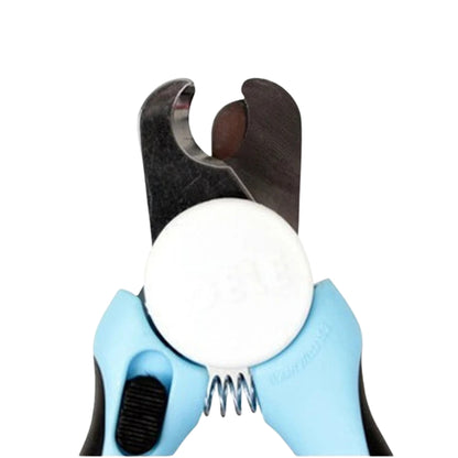 Pink and blue dog nail clippers with stainless steel cutting heads

Pet nail trimmer with safety guard and ergonomic handles on white background

Dog nail clippers for thick nails shown in two color options

Stainless steel pet nail clippers with non slip grip handles

Dog nail clippers with safety guard for at home pet grooming