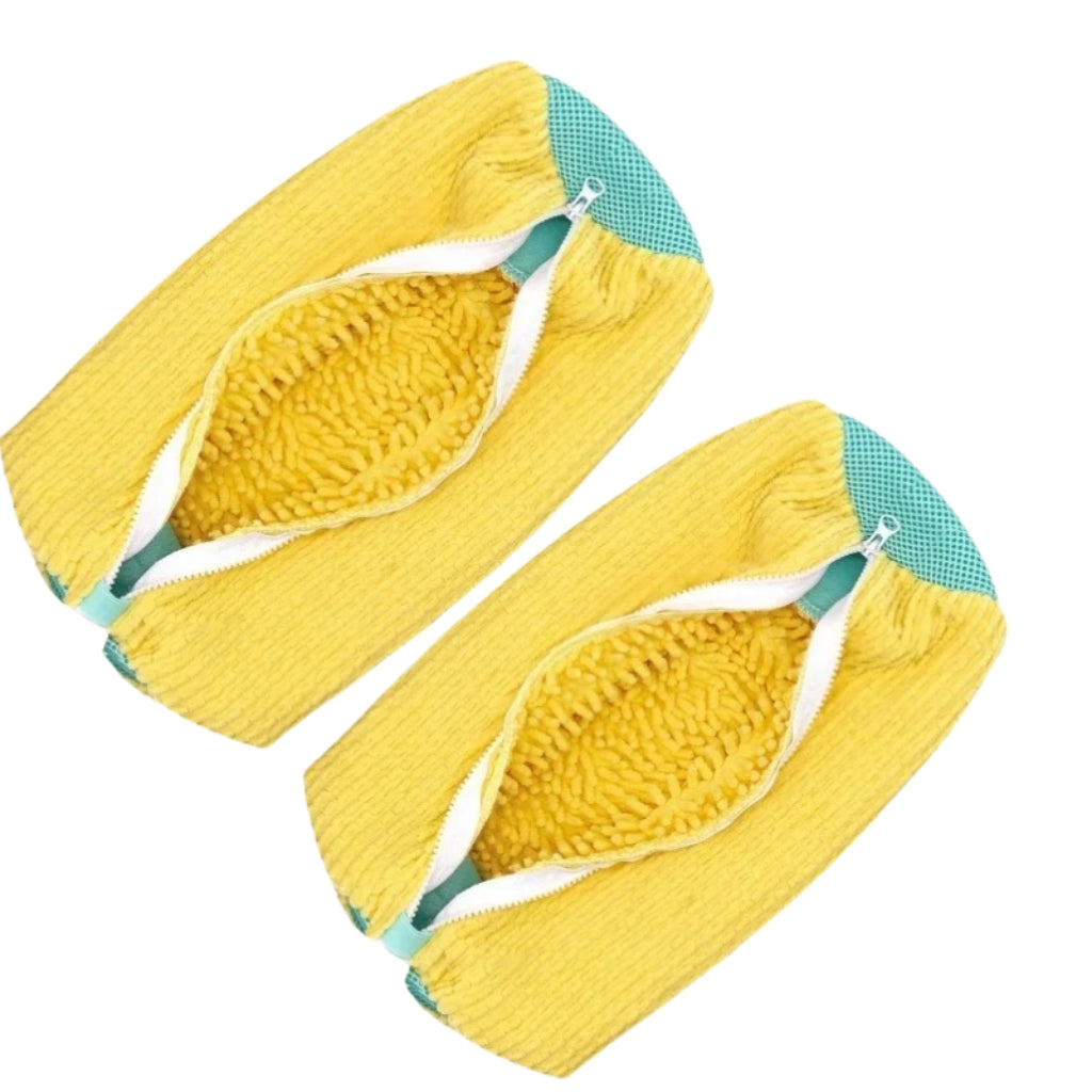 yellow laundry bags mesh shoe wash bag holding sneakers
mesh shoe laundry bag with zipper and blue trim
shoe washing bag shown with a soft bristle cleaning brush
laundry bags mesh organizer for shoes and travel storage
yellow zippered shoe wash bag displayed with sneakers inside