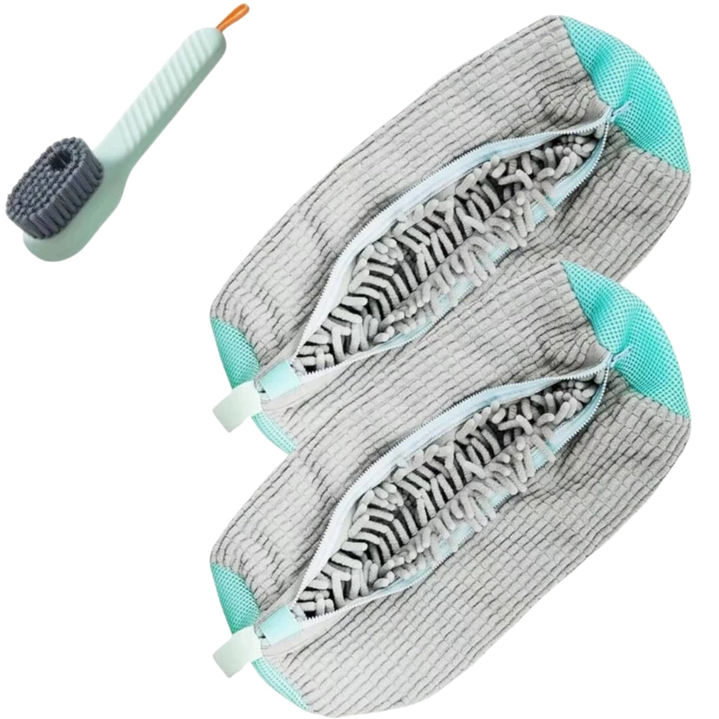 yellow laundry bags mesh shoe wash bag holding sneakers
mesh shoe laundry bag with zipper and blue trim
shoe washing bag shown with a soft bristle cleaning brush
laundry bags mesh organizer for shoes and travel storage
yellow zippered shoe wash bag displayed with sneakers inside