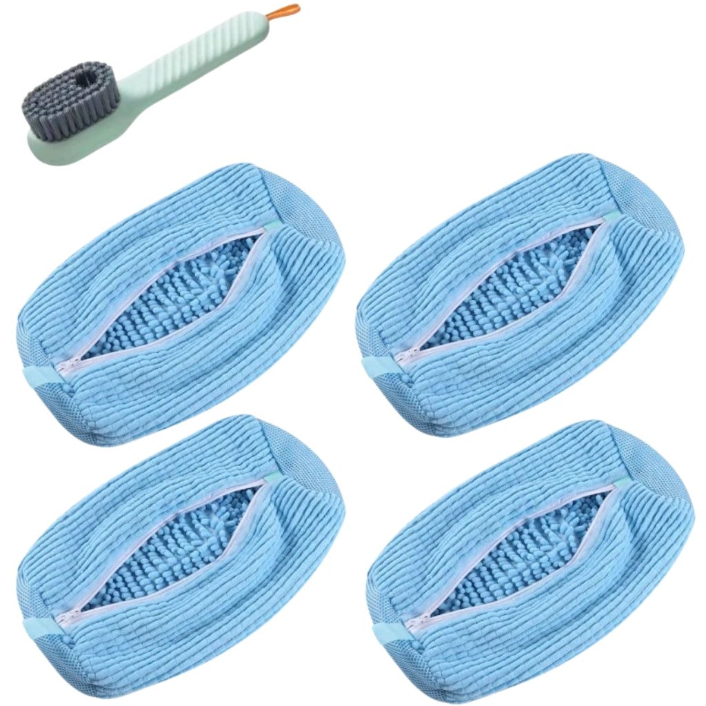 yellow laundry bags mesh shoe wash bag holding sneakers
mesh shoe laundry bag with zipper and blue trim
shoe washing bag shown with a soft bristle cleaning brush
laundry bags mesh organizer for shoes and travel storage
yellow zippered shoe wash bag displayed with sneakers inside