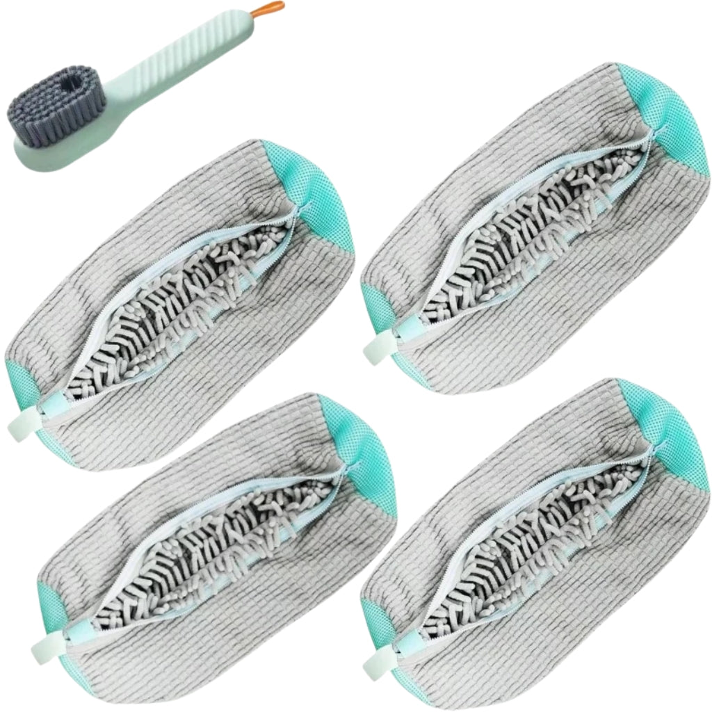 yellow laundry bags mesh shoe wash bag holding sneakers
mesh shoe laundry bag with zipper and blue trim
shoe washing bag shown with a soft bristle cleaning brush
laundry bags mesh organizer for shoes and travel storage
yellow zippered shoe wash bag displayed with sneakers inside