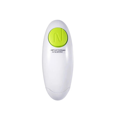 electric can opener placed on a glass jar lid
automatic jar opener showing button press operation
white electric can opener removing a metal jar lid
hand pressing button on electric can opener over a jar
can openers instruction image with jar lid opening steps