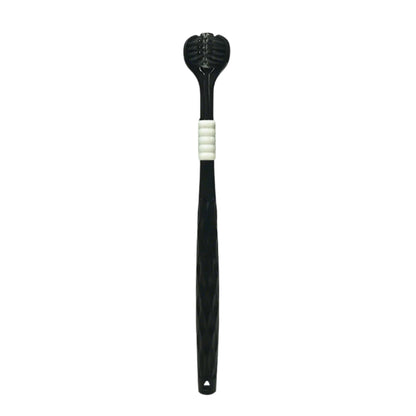 manual toothbrushes with three sided soft bristle heads
green and bronze U shaped toothbrushes shown on product graphic
three sided manual toothbrush with soft bristles for adults
close up of toothbrush bristles wrapping around tooth illustration
manual toothbrushes displayed with colorful handles and U shaped heads