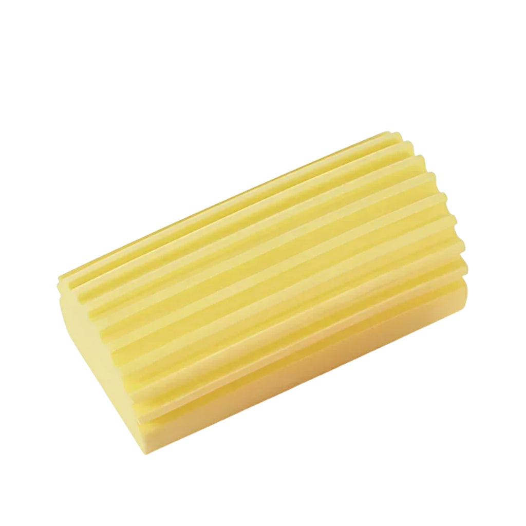 pink dish scrub sponge cleaning a black pan in a kitchen sink
ribbed PVA cleaning sponge used for easy stain removal
yellow gray and pink kitchen cleaning sponges shown together
hand holding a dish scrub sponge inside a soapy pan
reusable cleaning sponge for dishes pans and kitchen surfaces