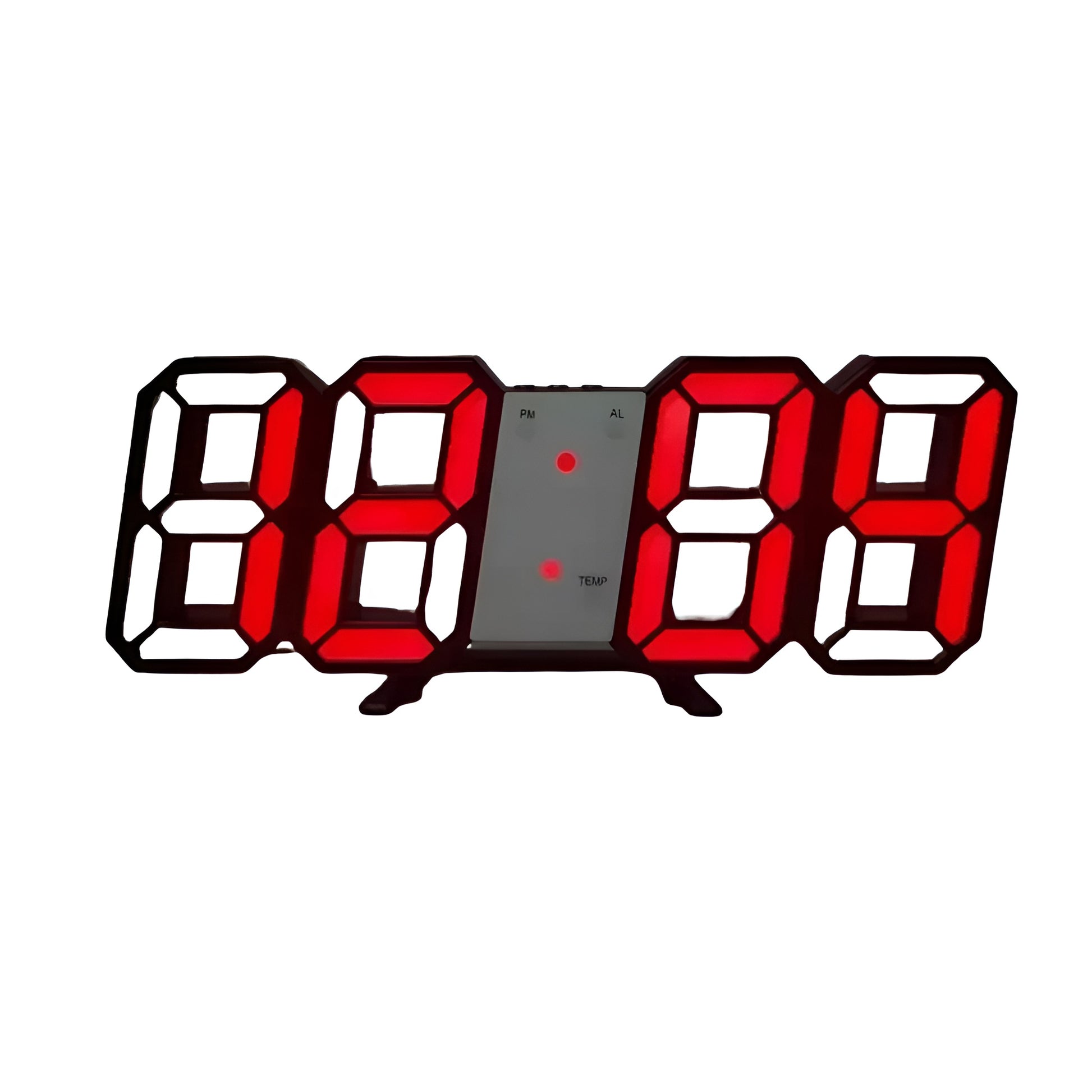 digital clock showing bright white numbers and colon lights