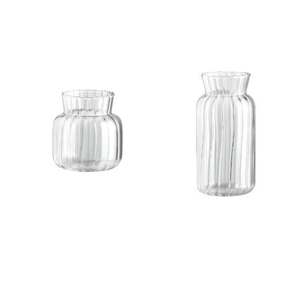 small clear bud vases with vertical texture for table decor