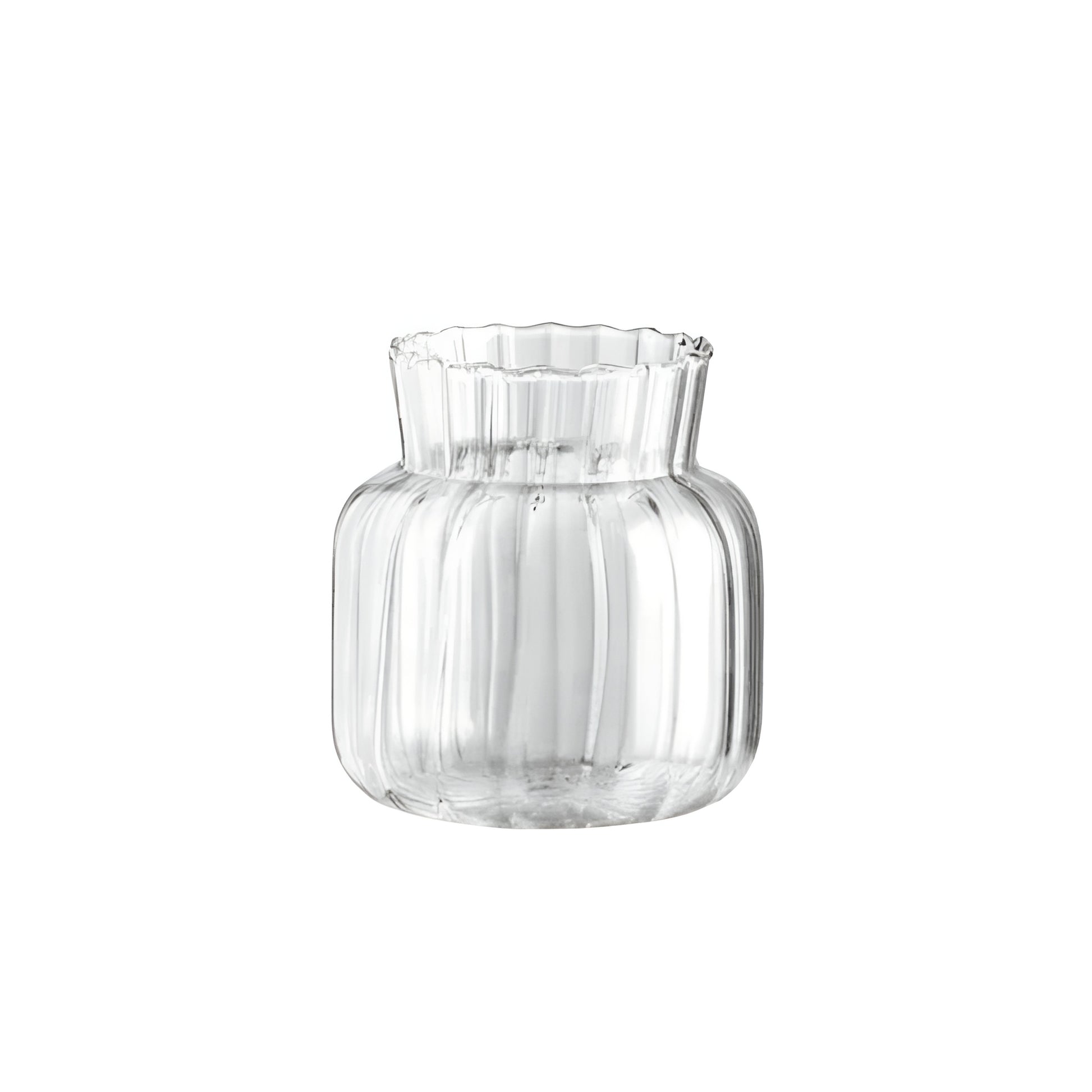 clear glass vases with rose and small white flowers on wooden tray