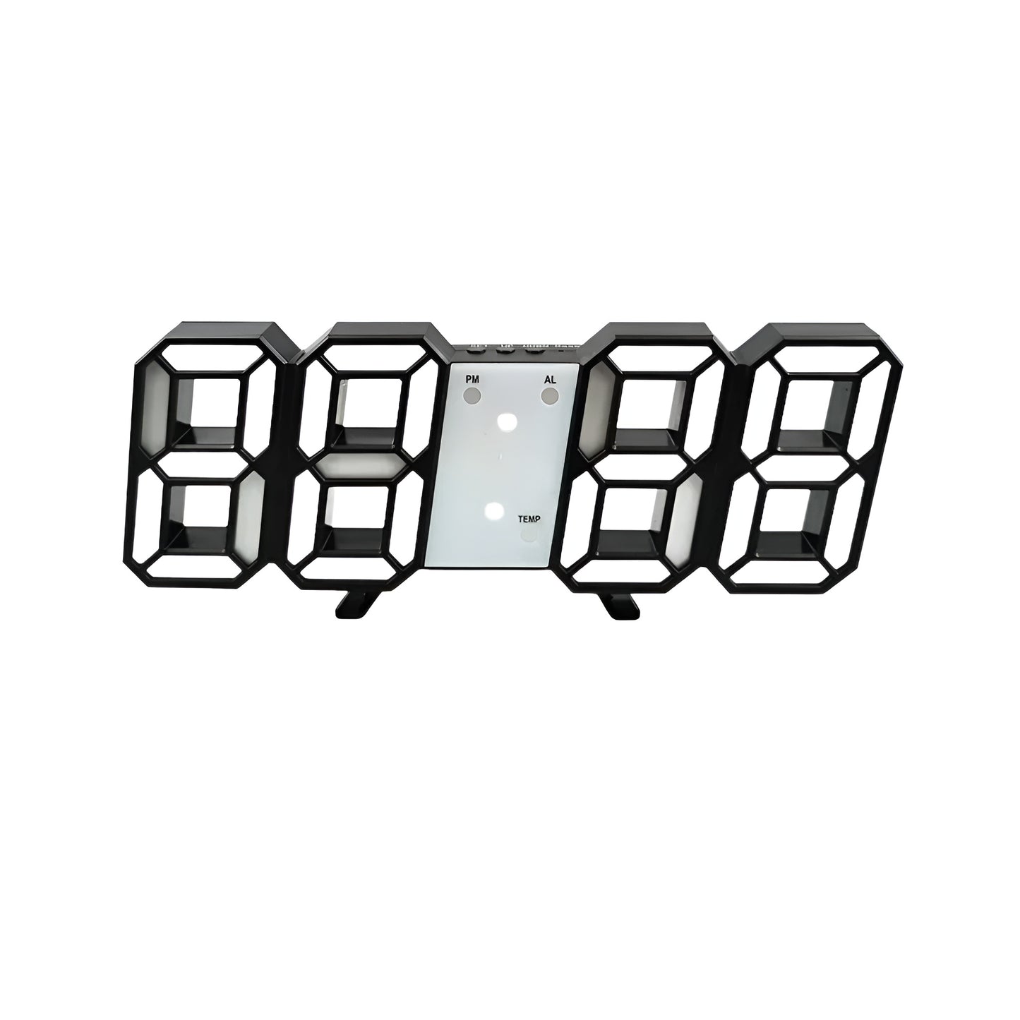 modern clocks with LED time display on a desk surface
