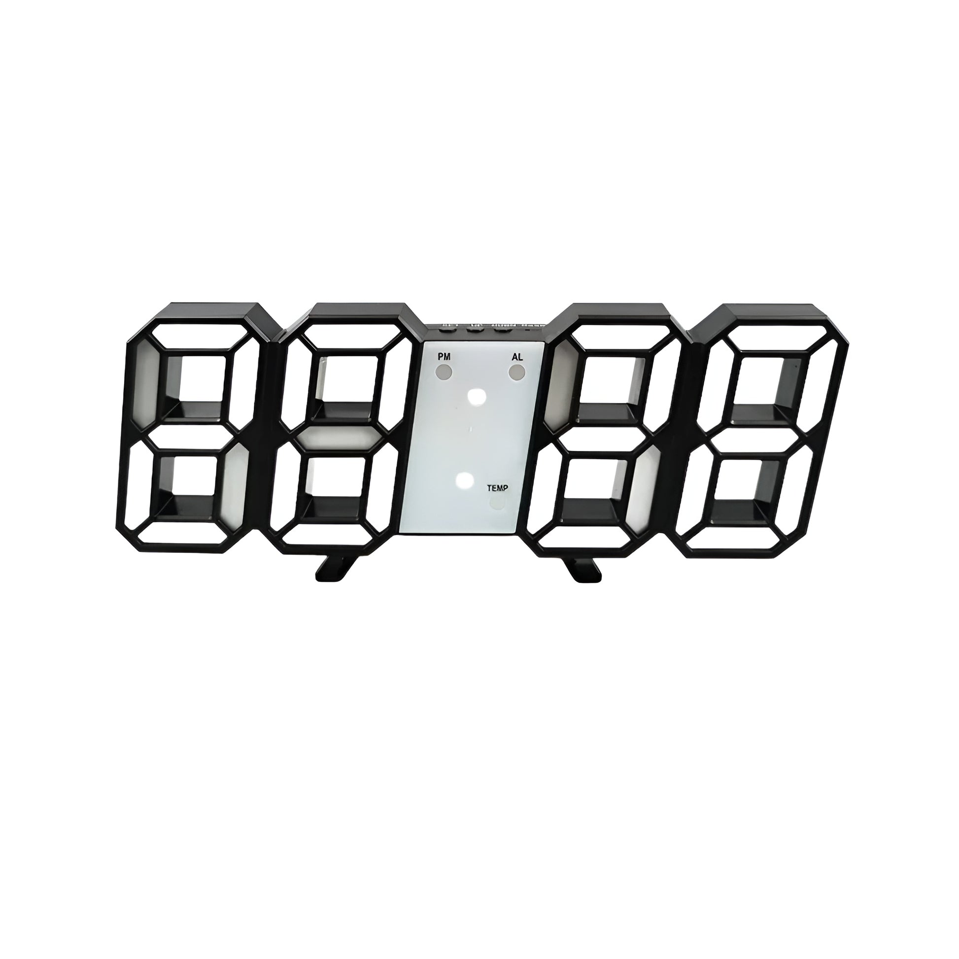 modern clocks with LED time display on a desk surface
