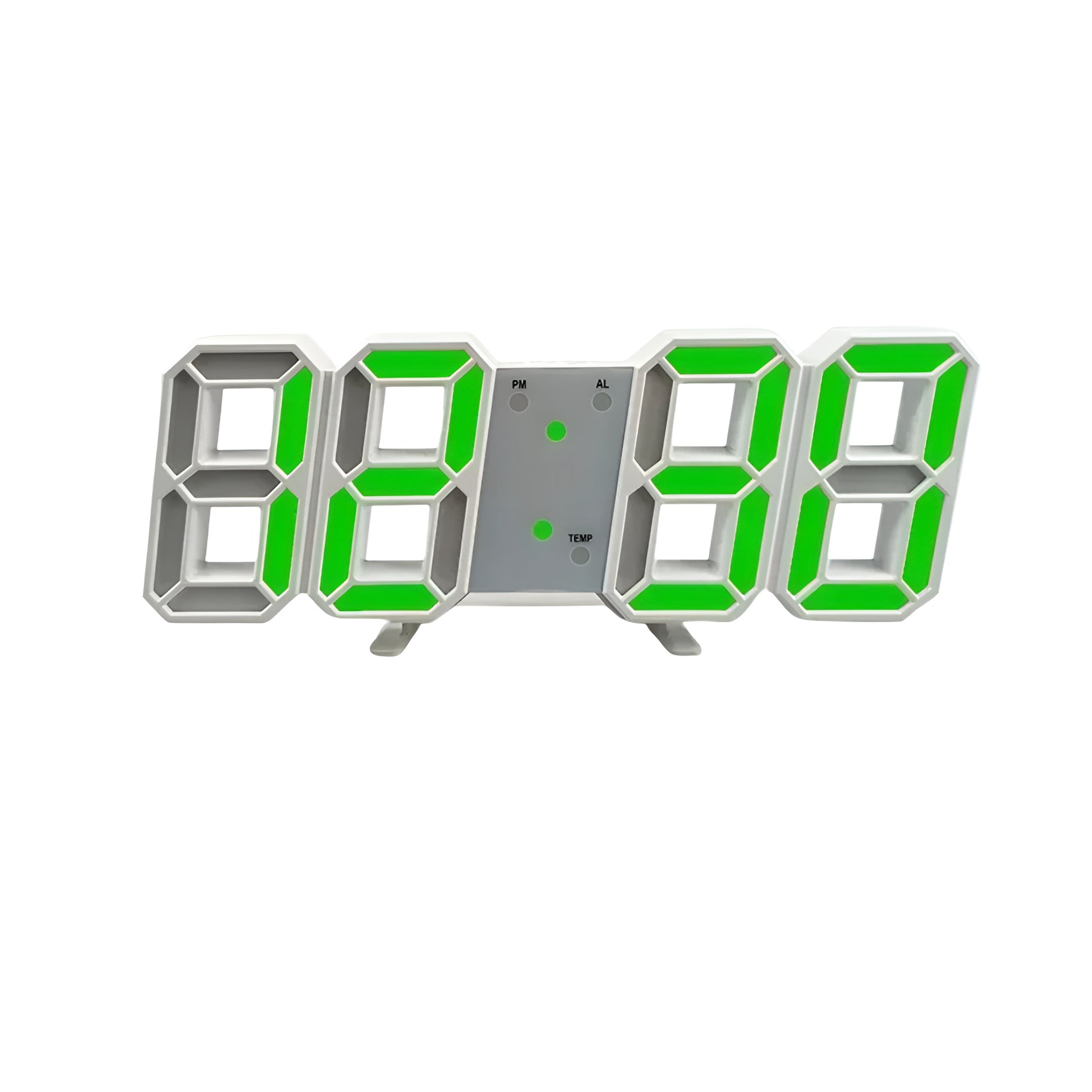 white 3D LED digital alarm clock with large number display