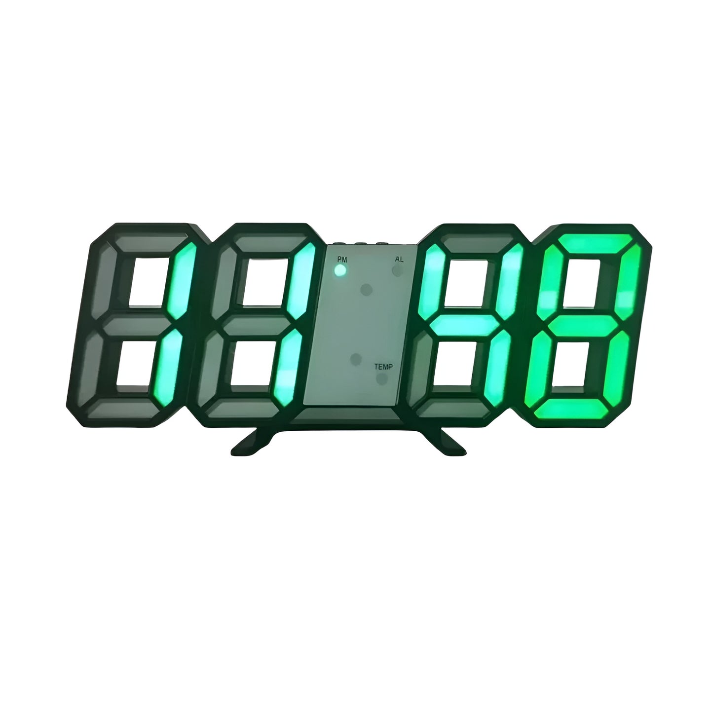 digital clock showing bright white numbers and colon lights
