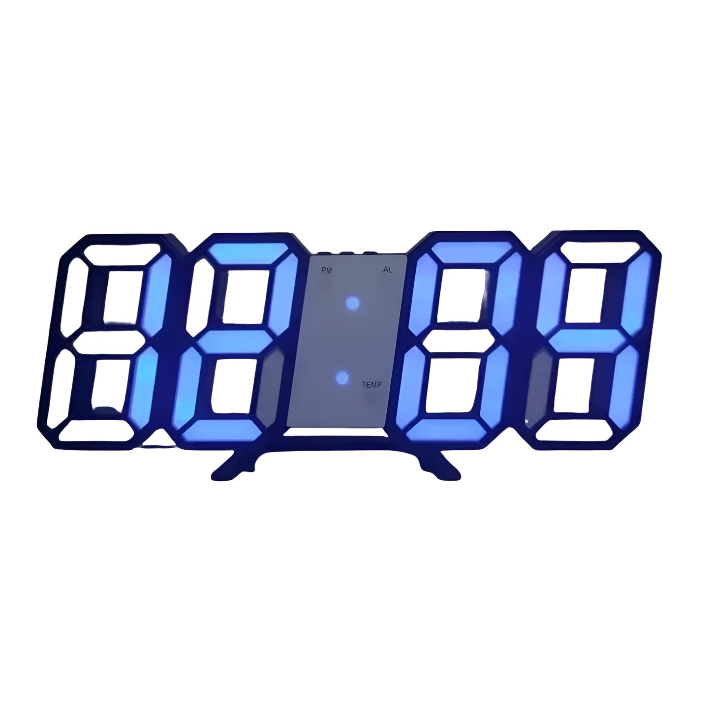 modern clocks with LED time display on a desk surface