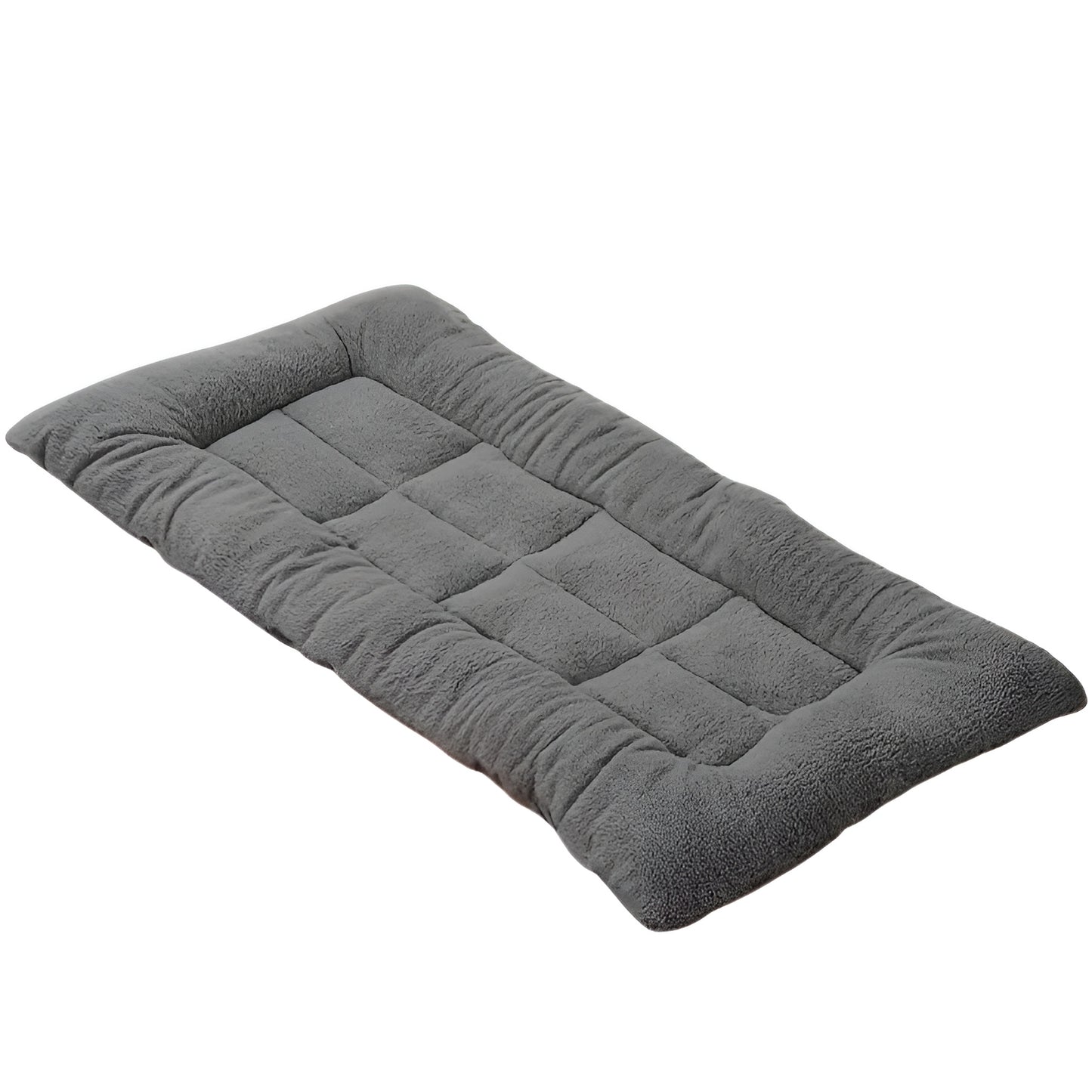 gray plush dog beds with raised edges and a dog resting inside
soft large dog bed with fluffy surface for indoor pet comfort
plush dog sofa bed with sponge filling and raised side support
gray pet bed mat for small medium and large dogs indoors