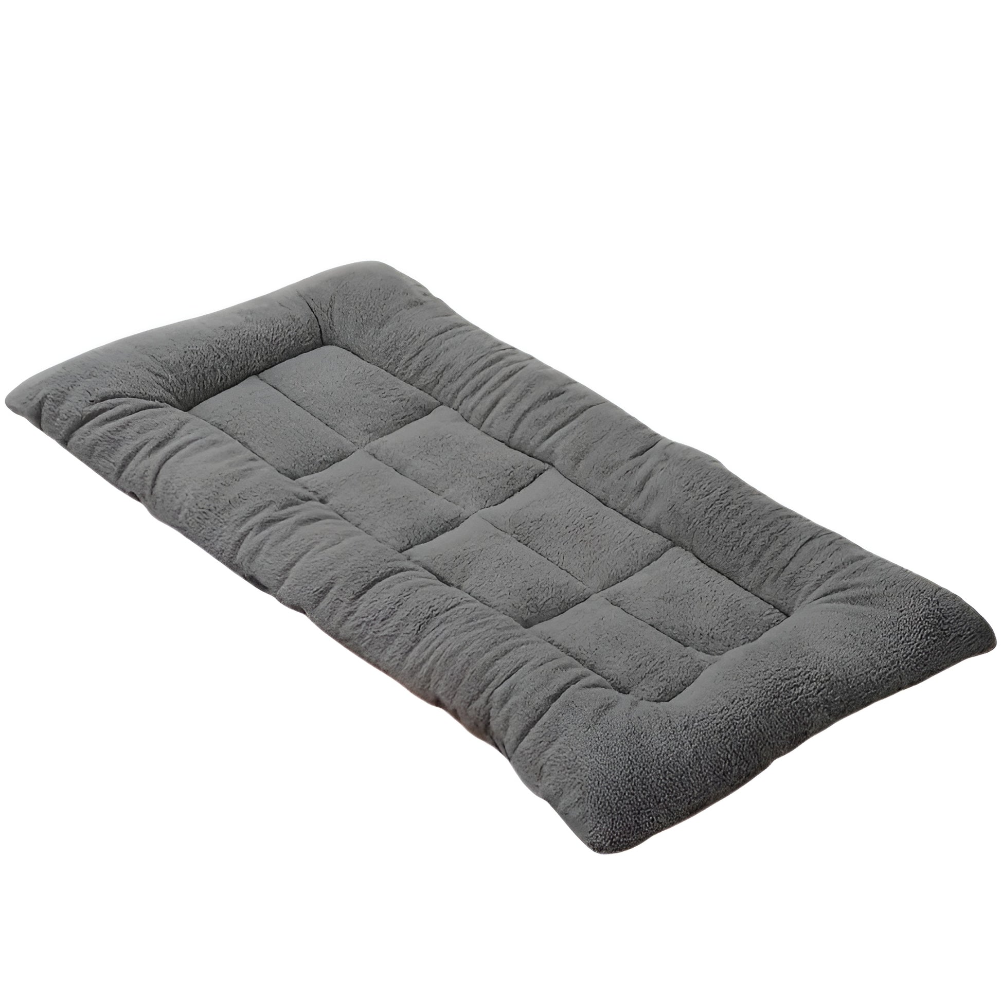 gray plush dog beds with raised edges and a dog resting inside
soft large dog bed with fluffy surface for indoor pet comfort
plush dog sofa bed with sponge filling and raised side support
gray pet bed mat for small medium and large dogs indoors