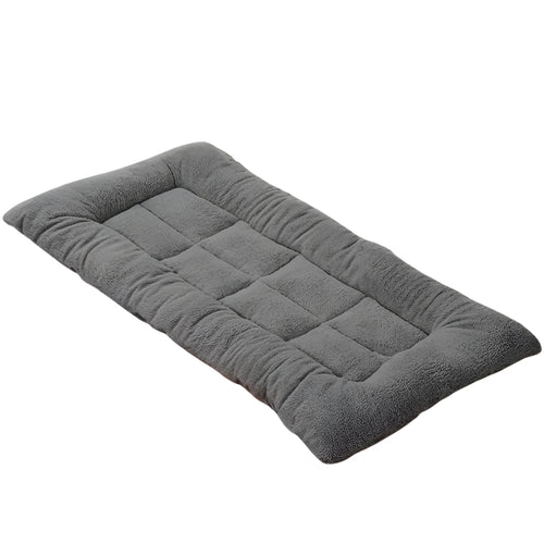 gray plush dog beds with raised edges and a dog resting inside
soft large dog bed with fluffy surface for indoor pet comfort
plush dog sofa bed with sponge filling and raised side support
gray pet bed mat for small medium and large dogs indoors