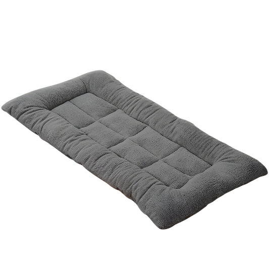 gray plush dog beds with raised edges and a dog resting inside
soft large dog bed with fluffy surface for indoor pet comfort
plush dog sofa bed with sponge filling and raised side support
gray pet bed mat for small medium and large dogs indoors