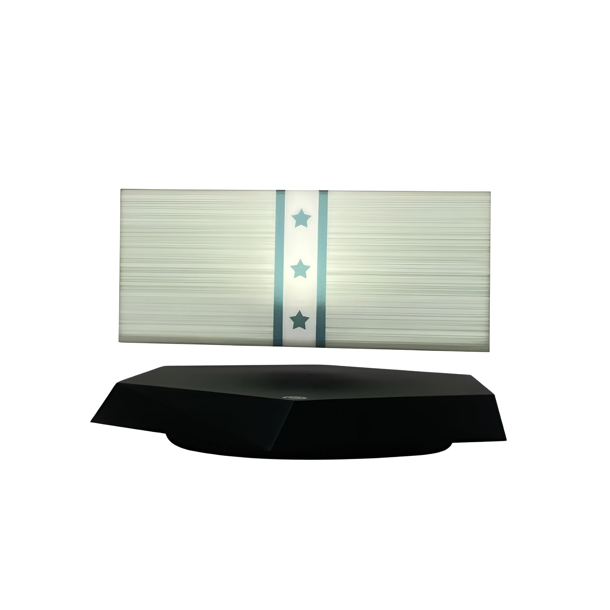novelty lamps with glowing levitating money design on black base
magnetic levitation LED desk lamp with floating dollar-style shape
novelty LED light showing warm orange glow for office decor
floating money night light on desk with black magnetic base
