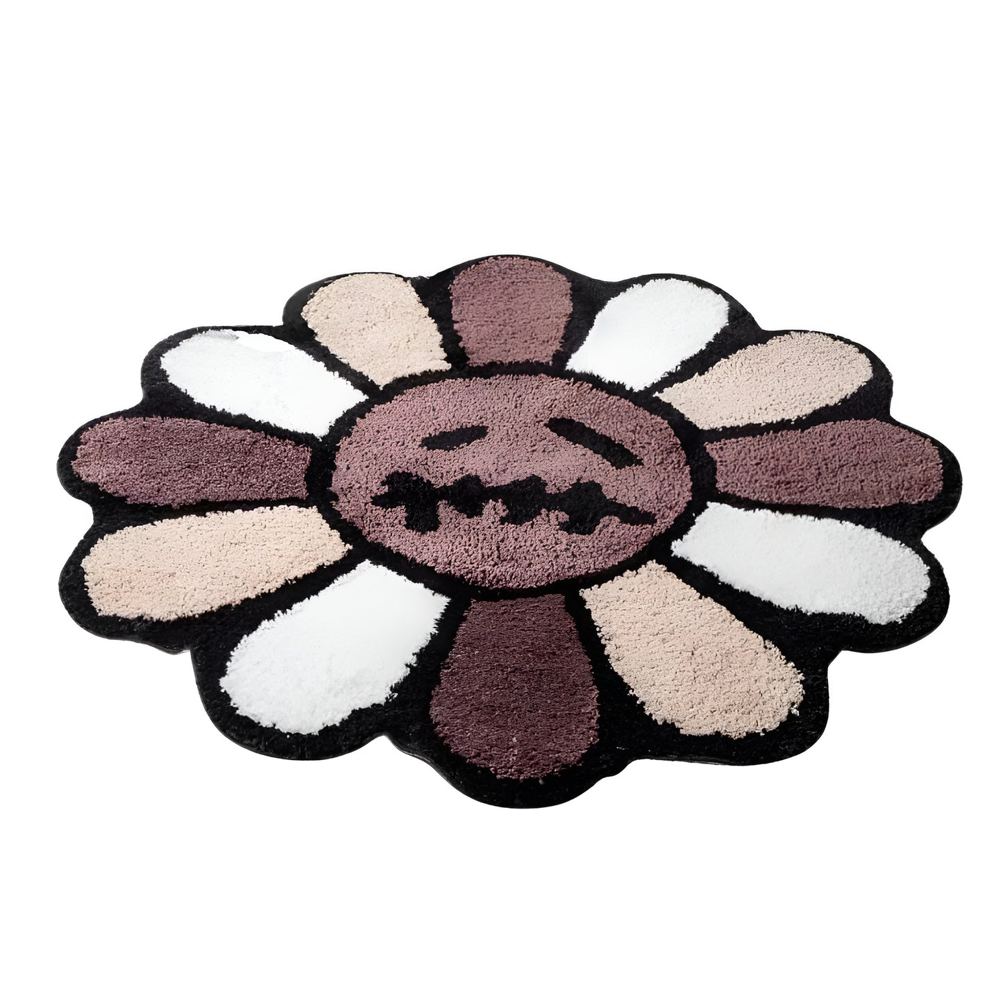 Tufted rug with black and gray flower pattern for home decor