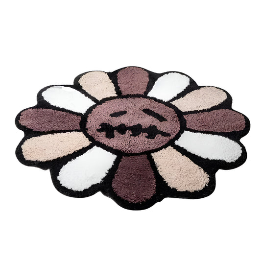 Tufted rug with black and gray flower pattern for home decor