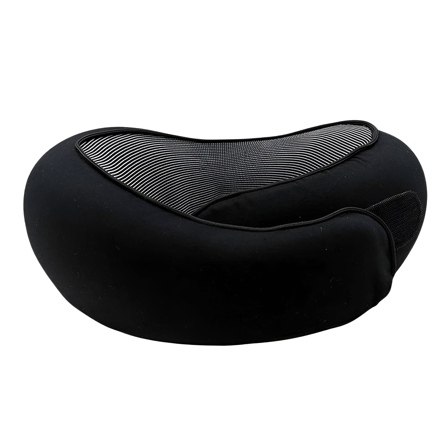 Gray memory foam travel pillow with black trim shown with size measurements
Rolled travel neck pillow placed beside black storage bag
U shaped Travel Pillows design with compact storage pouch
Gray neck pillow displayed with dimensions 32 cm by 26 cm by 14 cm
Portable travel pillow folded into a small black drawstring bag