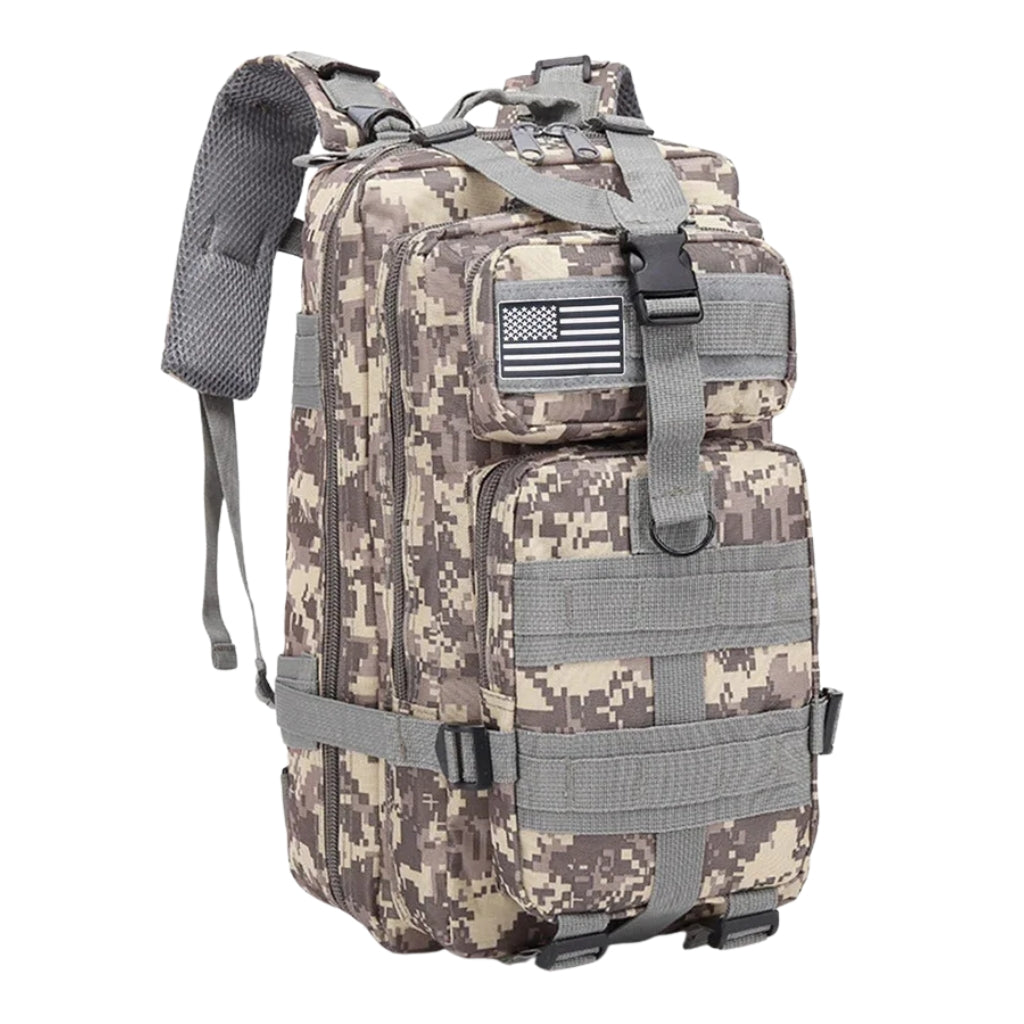 hiking backpacks shown in 25L and 50L sizes with multiple color options
outdoor hiking bag color chart with khaki green black red blue and camouflage backpacks
25L and 50L camping backpack options displayed on a white background
backpacking backpacks in solid and camouflage colors with front pockets
tactical style hiking backpacks with zipper compartments and molle webbing