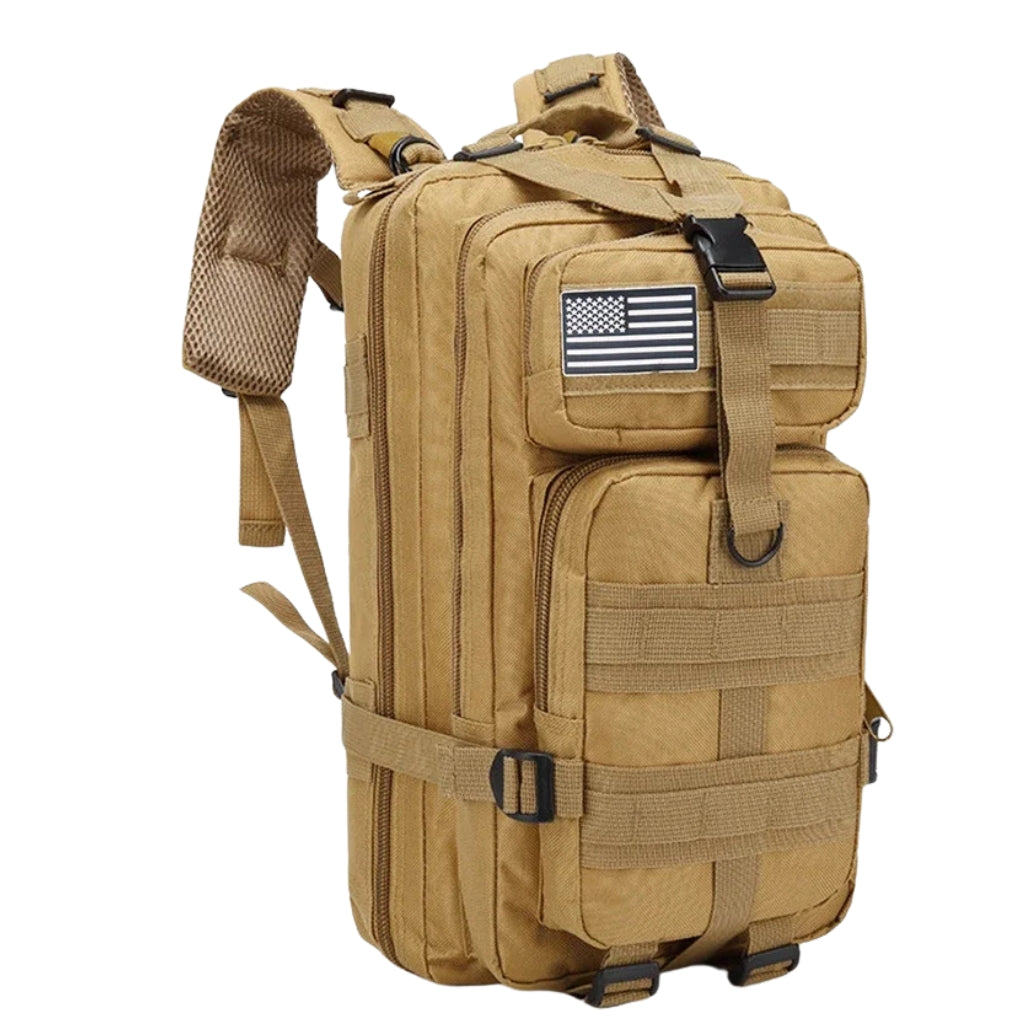hiking backpacks shown in 25L and 50L sizes with multiple color options
outdoor hiking bag color chart with khaki green black red blue and camouflage backpacks
25L and 50L camping backpack options displayed on a white background
backpacking backpacks in solid and camouflage colors with front pockets
tactical style hiking backpacks with zipper compartments and molle webbing