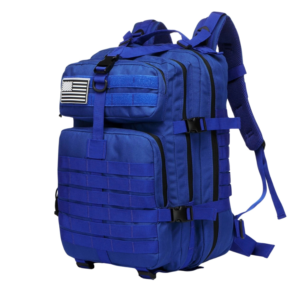 hiking backpacks shown in 25L and 50L sizes with multiple color options
outdoor hiking bag color chart with khaki green black red blue and camouflage backpacks
25L and 50L camping backpack options displayed on a white background
backpacking backpacks in solid and camouflage colors with front pockets
tactical style hiking backpacks with zipper compartments and molle webbing