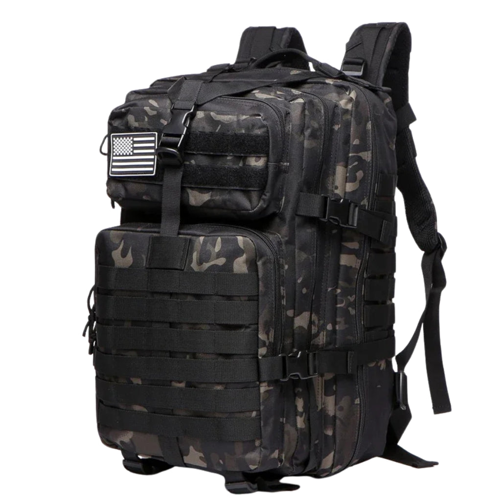 hiking backpacks shown in 25L and 50L sizes with multiple color options
outdoor hiking bag color chart with khaki green black red blue and camouflage backpacks
25L and 50L camping backpack options displayed on a white background
backpacking backpacks in solid and camouflage colors with front pockets
tactical style hiking backpacks with zipper compartments and molle webbing