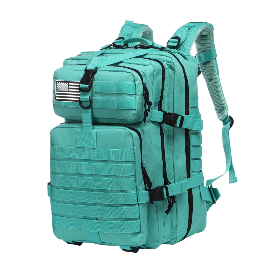 hiking backpacks shown in 25L and 50L sizes with multiple color options
outdoor hiking bag color chart with khaki green black red blue and camouflage backpacks
25L and 50L camping backpack options displayed on a white background
backpacking backpacks in solid and camouflage colors with front pockets
tactical style hiking backpacks with zipper compartments and molle webbing