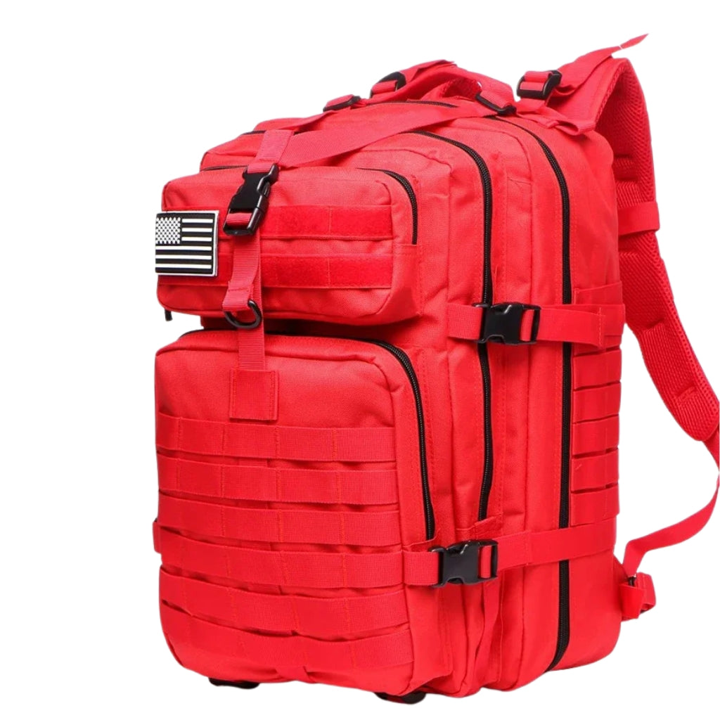 hiking backpacks shown in 25L and 50L sizes with multiple color options
outdoor hiking bag color chart with khaki green black red blue and camouflage backpacks
25L and 50L camping backpack options displayed on a white background
backpacking backpacks in solid and camouflage colors with front pockets
tactical style hiking backpacks with zipper compartments and molle webbing