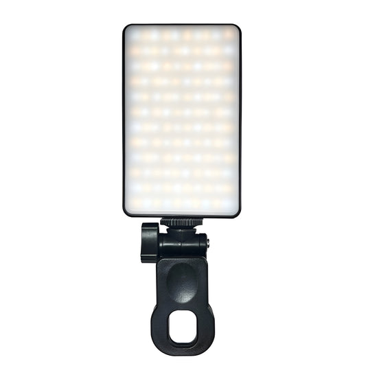 rechargeable LED selfie light with phone and laptop examples