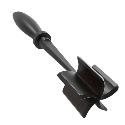 Meat chopper with five blade design breaking up ground beef in a frying pan
Black hamburger meat chopper and meat masher kitchen tool for ground meat
Heat resistant meat chopper for cooking ground beef and turkey in cookware
Ground beef meat chopper tool with ergonomic handle on white background
Manual meat chopper kitchen utensil for crumbling hamburger meat during cooking