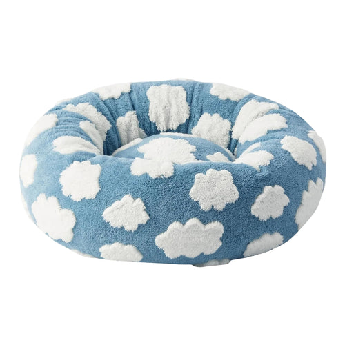 Cozy pet bed for small dogs with cotton material and raised round edge