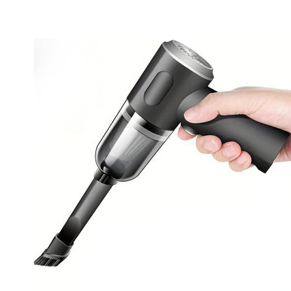 handheld vacuums with brush and crevice tools shown on product image
USB rechargeable cordless vacuum with dust cup and cleaning attachments