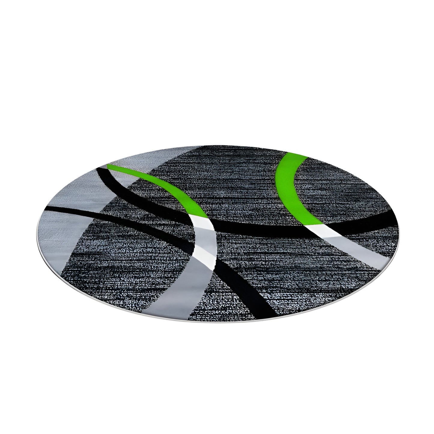 Round black and gray geometric area rug in a modern living room
Large washable rug with abstract pattern under living room seating area
Modern round area rugs shown on a light floor in a home interior
Black white and gray geometric rugs displayed in a spacious room
Soft round living room rug with modern curved pattern design