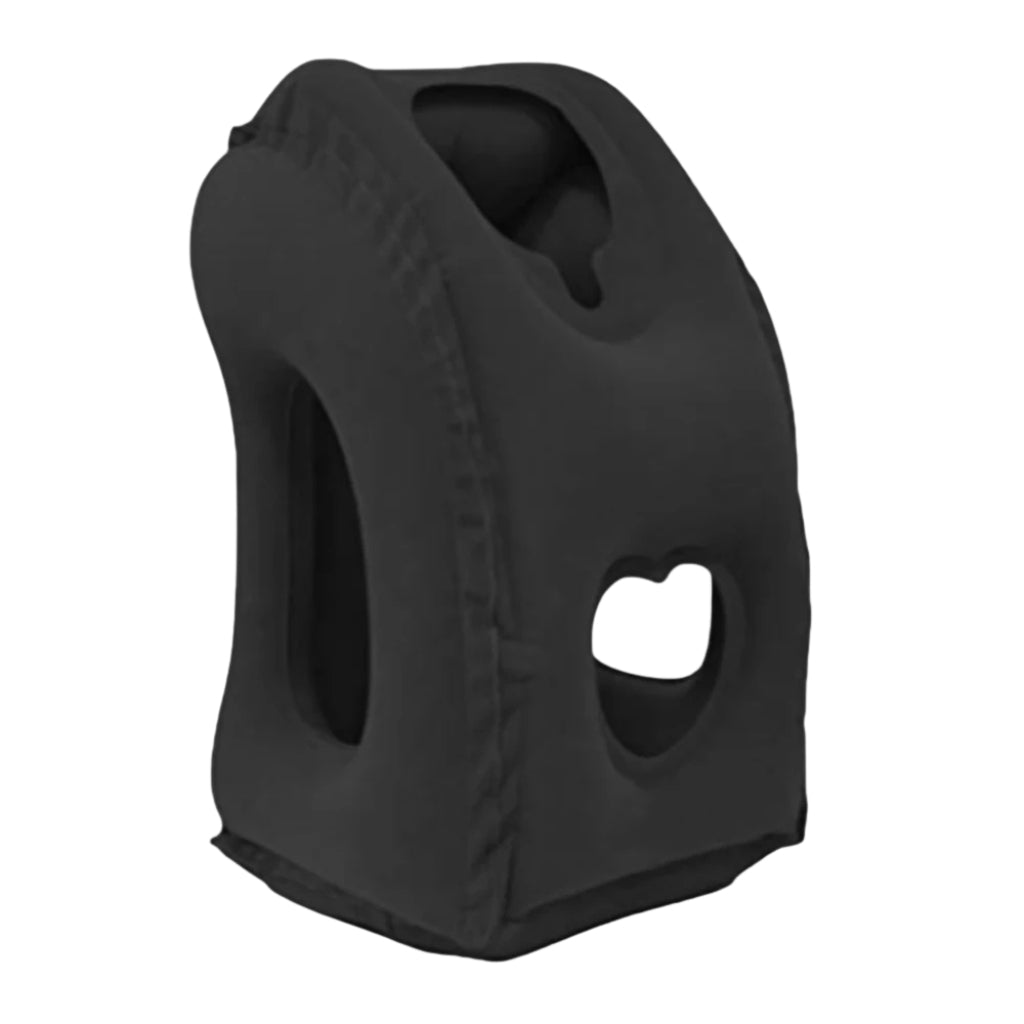 portable travel neck pillow with soft inflatable design
inflatable neck pillow shown in gray and black colors