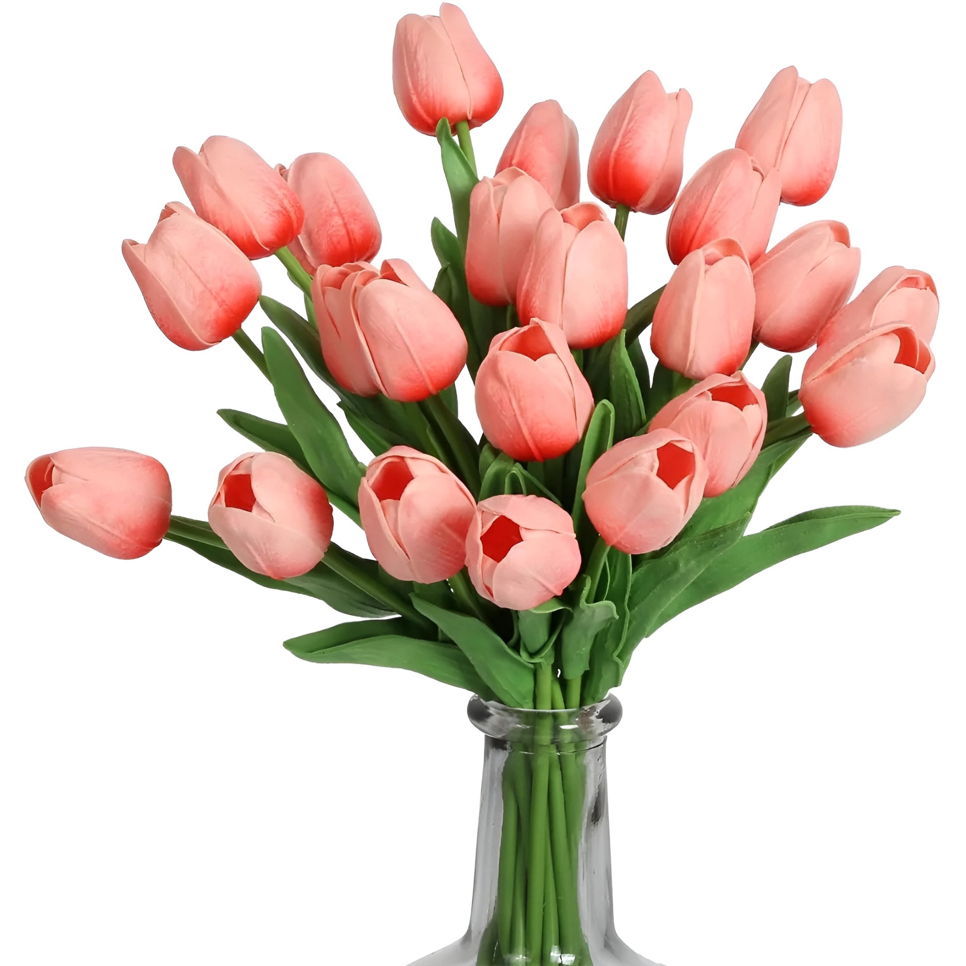 artificial flowers tulip bouquet in white placed in vase on table
realistic fake tulips with green stems arranged for home decor
silk flowers tulip arrangement in multiple colors for decoration
artificial plants tulip bouquet close up showing realistic petals
decorative fake tulips bouquet for wedding or home display