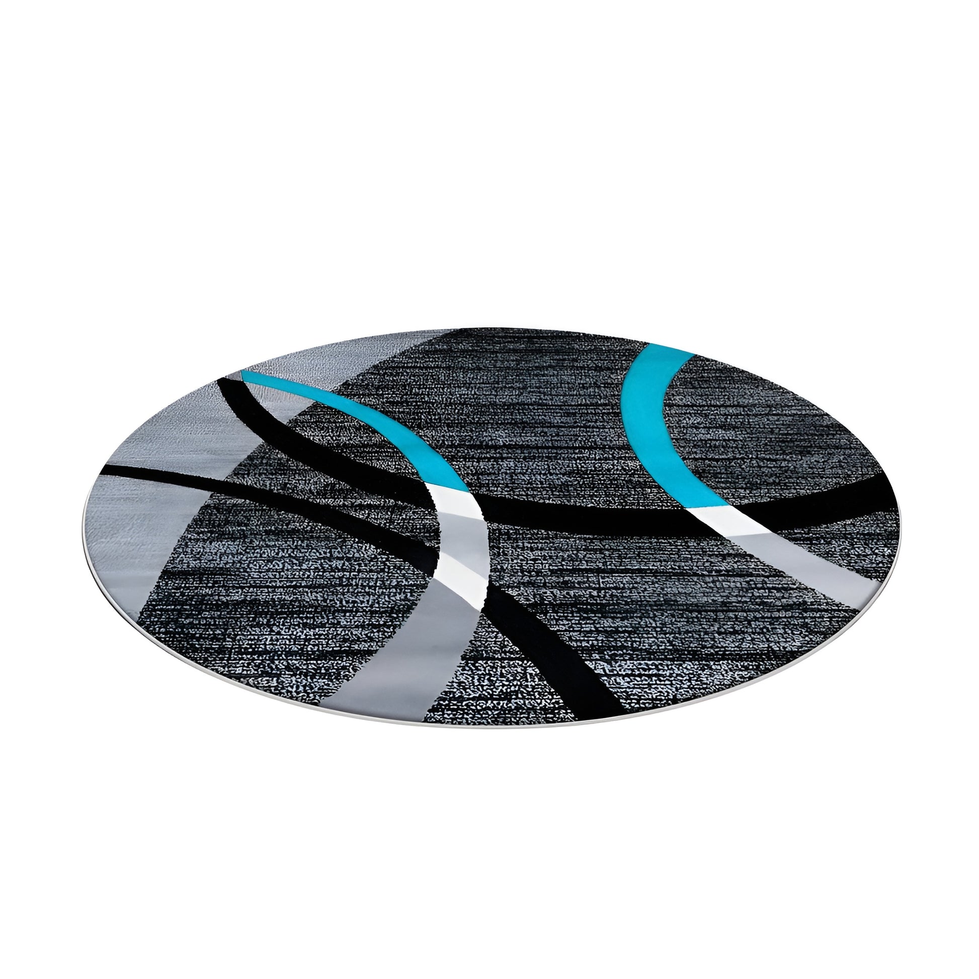 Round black and gray geometric area rug in a modern living room
Large washable rug with abstract pattern under living room seating area
Modern round area rugs shown on a light floor in a home interior
Black white and gray geometric rugs displayed in a spacious room
Soft round living room rug with modern curved pattern design