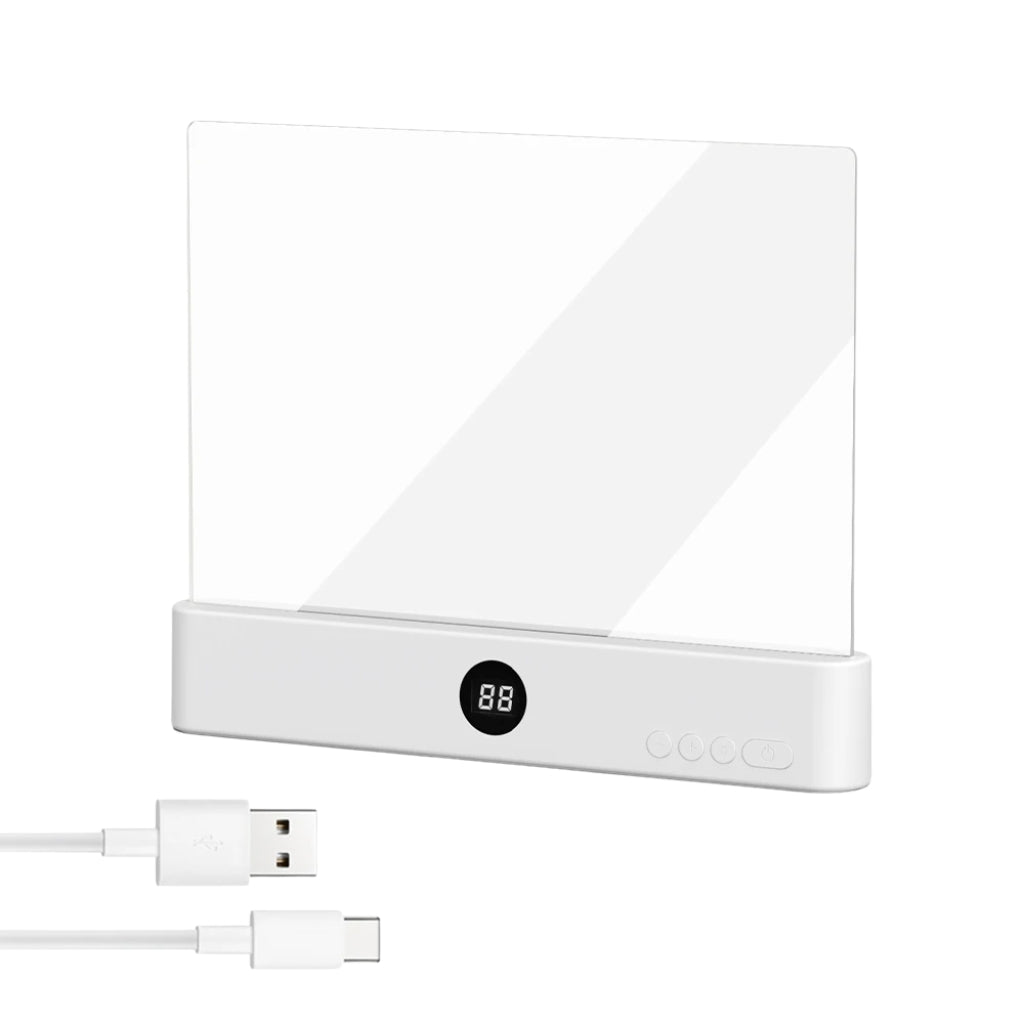 flat panel book reading light showing bright white page lighting