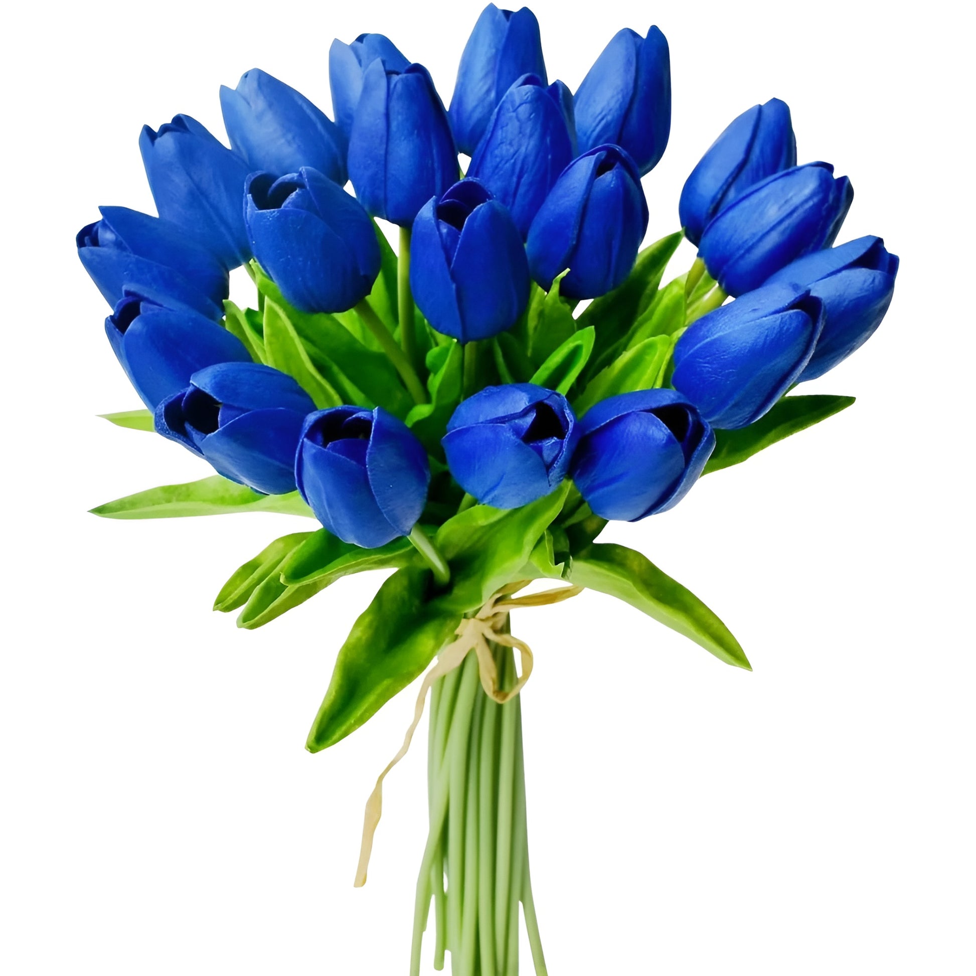 artificial flowers tulip bouquet in white placed in vase on table
realistic fake tulips with green stems arranged for home decor
silk flowers tulip arrangement in multiple colors for decoration
artificial plants tulip bouquet close up showing realistic petals
decorative fake tulips bouquet for wedding or home display