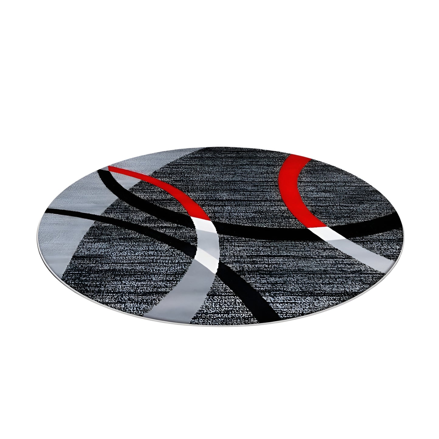 Round black and gray geometric area rug in a modern living room
Large washable rug with abstract pattern under living room seating area
Modern round area rugs shown on a light floor in a home interior
Black white and gray geometric rugs displayed in a spacious room
Soft round living room rug with modern curved pattern design