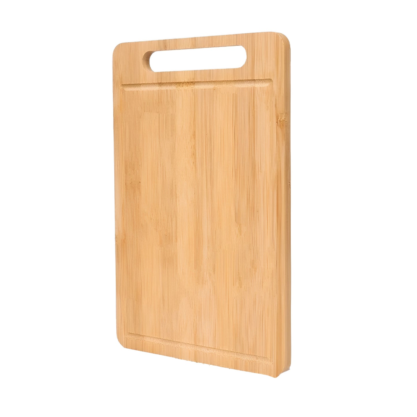 Natural bamboo cutting boards in three sizes standing on a kitchen counter
WXCOO bamboo chopping board set with rectangular wooden boards
Large cutting board made of bamboo displayed upright in kitchen setting
Double sided bamboo cutting boards with handle slot on dark background
Wooden cutting boards for kitchen prep shown beside food ingredients