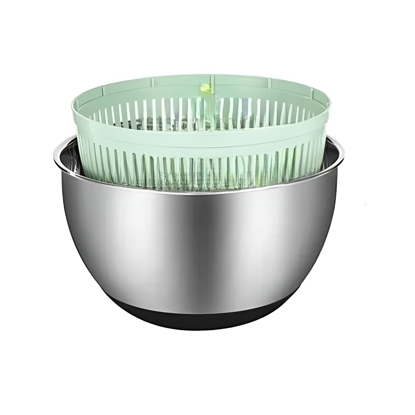 Stainless steel salad spinner with slicer blades used to cut vegetables
Multi-function food slicer set with salad spinner bowl and vegetable blades
Salad Spinners set shown with cucumber, carrot, cabbage, and slicing inserts
Person slicing vegetables over a stainless steel lettuce spinner bowl
Large salad spinner and vegetable slicer set displayed with fresh produce