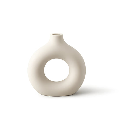 Flower vase donut design white decor for modern home styling