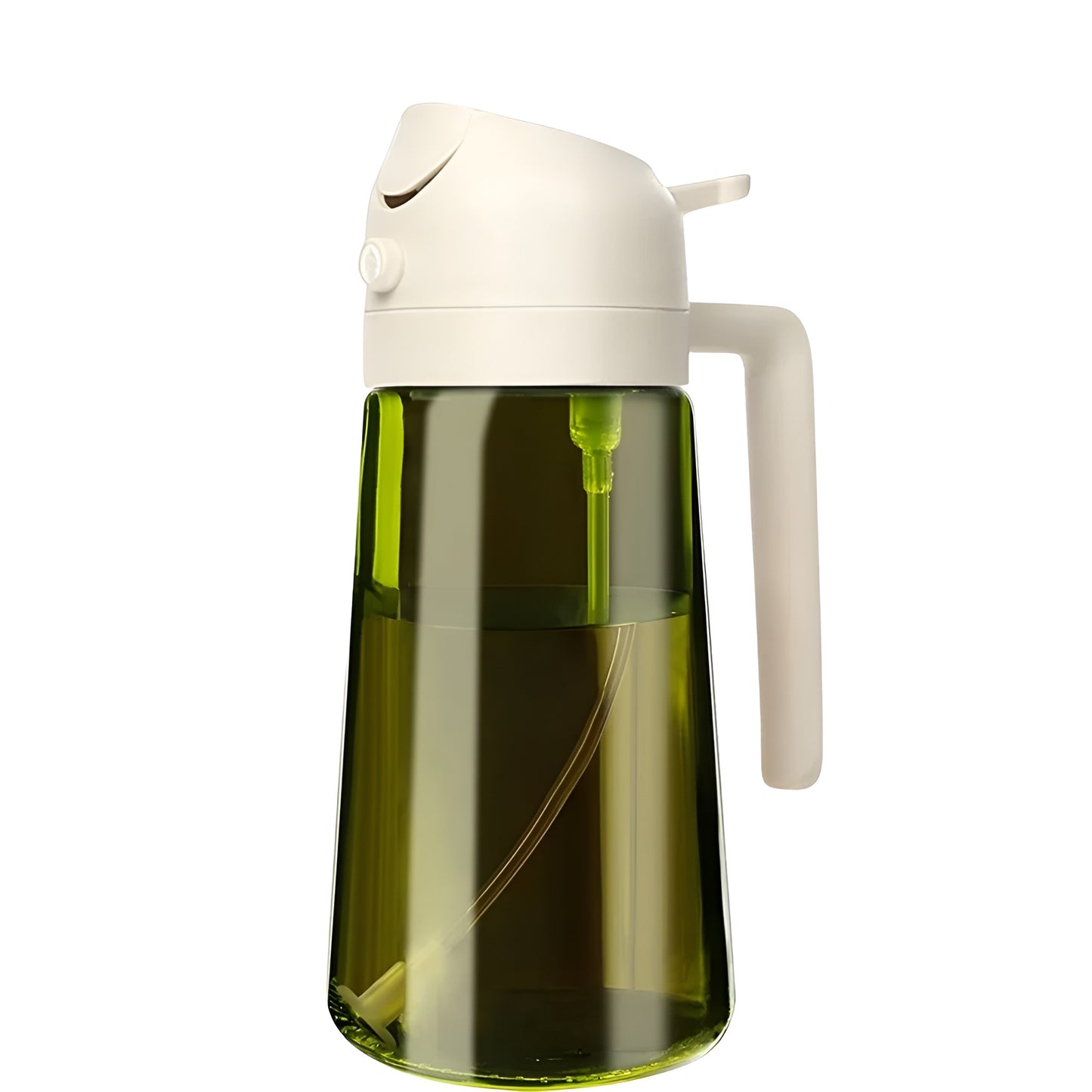 Dark green glass oil dispenser bottle pouring oil into a cooking pot
Olive oil dispenser with black sprayer top shown over seafood dish
Oil dispensers with tilt to pour feature and backflow hole design
Glass oil spray bottle pouring cooking oil onto food in a pot
470ml dark green olive oil dispenser bottle with black handle top